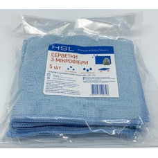 Набір серветок з мікрофібри 5шт блакитні універсальні 30х30см