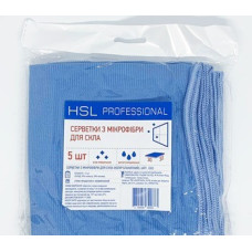 Набір серветок з мікрофібри 5шт блакитні для скла, дзеркал 30х30см