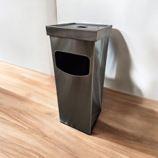 Урна-попільничка, квадратна, з нержавіючої сталі, сатин 35 л 0290