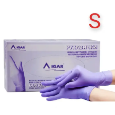 Рукавички Мед IGAR (нітрил фіолет-міцні) без пудри 200шт р.S в боксі 