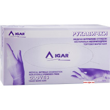Рукавички Мед IGAR (нітрил фіолет-міцні) без пудри 200шт р.М в боксі 