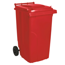 Бак для сміття на колесах з ручкою 240 л червоний