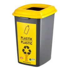Бак для сортування сміття 70 л Planet "Пластик" антрацитовий-жовтий