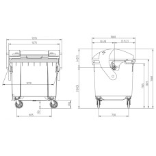 Контейнер мусорный ТБО Sulo 1100 л с куполообразной крышкой (модель крышка в крышке) зеленый