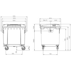Контейнер мусорный ТБО Sulo 1100 л с плоской крышкой серый